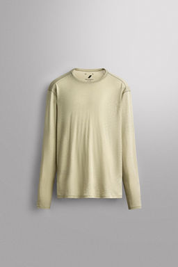 CAMISETA LIGERA LINO - ALGOD?N / verde lavado - Zara фото 8