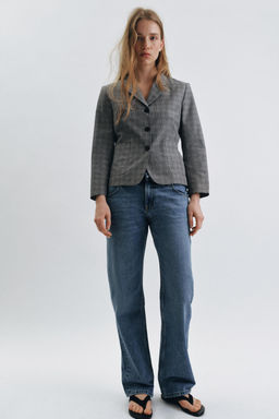 BLAZER CUADROS ZW COLLECTION / Negro / Crudo