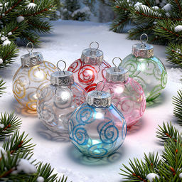 Набор новогодних украшений "Цветные узоры" (6шт х 6см)