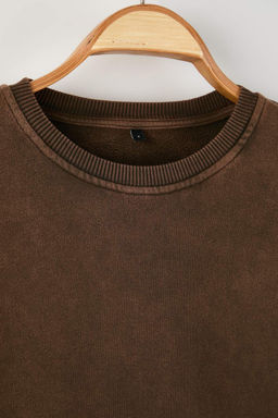 TRENDYOL MAN Yesil %100 Pamuk Premium Oversize/Genis Kesim Eskitme/Soluk Efektli Sweatshirt TMNAW24SW00021 - Trendyolmilla фото 20