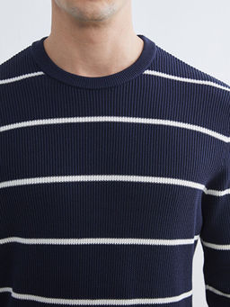 Bisiklet Yaka ?izgili Erkek Kazak