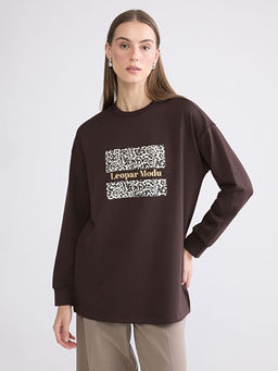 Bask?l? Oversize Kad?n Sweatshirt Tunik