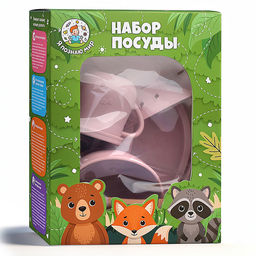 Набор посуды "Кроха", цвет светло-розовый