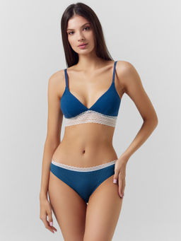 Бюстгальтер женский синий с декором из кружева французский синий 512547 - Mark formelle фото 4