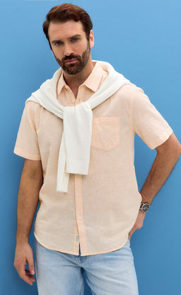 Рубашка к/р лен F111-0450 l.orange - Fine joyce фото 2