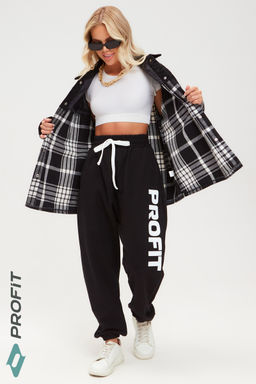 Штаны/брюки Майами для танцев черные c белым принтом