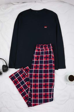 Lacivert Regular Ekose / Kareli Orme Pijama Tak?m? TMNAW26PT00055 - Trendyolmilla фото 10