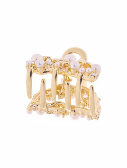 Цена за 6 шт. Крабик для волос «Саманта галант», дуга, 3 см, золото