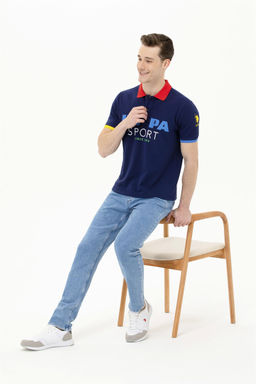 Мужская темно-синяя футболка с воротником-поло - U.s. polo assn фото 9