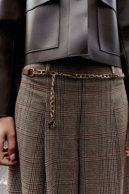 HOUNDSTOOTH LONG BERMUDA SHORTS WITH BELT
