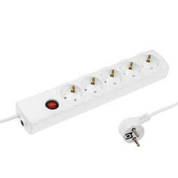 Сетевой фильтр Luazon Lighting, 5 розеток, 5 м, 2200 Вт, 3х0.75 мм2, 10 A, 220 В, c предохранителем, белый