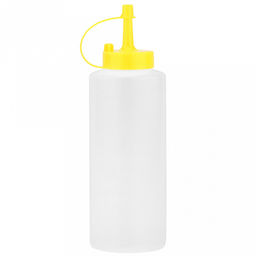 Бутылка для масла и соуса пластмассовая 380мл, д6см h19см, цветная пластмассовая крышка с колпачком в ассортименте: белый, желтый, салатовый, красный, бирюзовый (Китай) - Домашняя мода фото 4