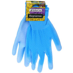 Цена за 12 шт. Перчатки нейлоновые "Садовник" с ПВХ покрытием голубые 8 р-р ДоброСад