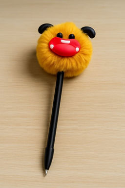 Ручка с помпоном "Big lipst", black