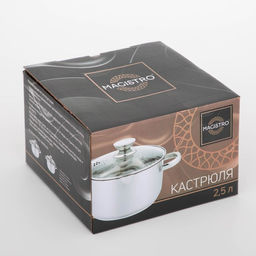 Кастрюля Magistro Tefida, 2.5 л, AISI - 201, стеклянная крышка-дуршлаг, носик для слива, капсульное дно, силиконовые ручки, нержавеющая сталь  фото 6