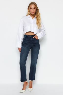 TRENDYOLMILLA Gece Mavisi More Sustainable Yuksek Bel Comfort Straight Jeans TWOAW24JE00091