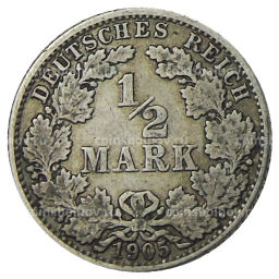 1/2 марки 1905 года J Германия