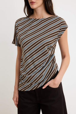 Cok Renkli Cizgili Regular/Normal Kal?p K?sa Kollu Buzgulu %100 Pamuk Orme T-shirt TWOSS26TS00283 - Trendyolmilla фото 3