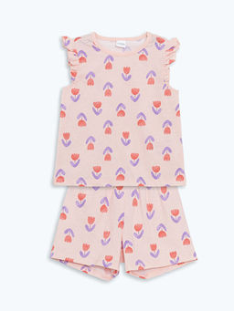 ?i?ekli K?z ?ocuk ?ortlu Pijama Tak?m