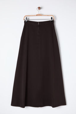 Kahverengi Volanl? Maxi Denim Etek TWOSS25ET00005