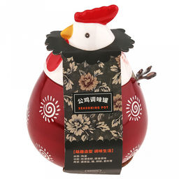 Банка для специй фарфоровая Петушок 460мл, д8-10,5см, h8,2см, с выемкой для ложки, общая h14,7см, металлическая ложка Веточка 12,3см, бордовый/молочный с орнаментом (Китай) - Домашняя мода фото 8