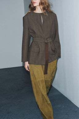 STRIPED BELTED BLAZER ZW COLLECTION - Zara фото 5