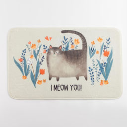 Коврик для ванной Этель I meow you, 80×50 см, велюр