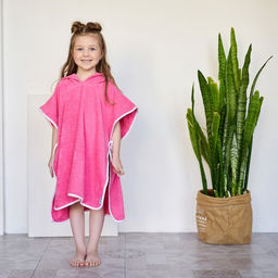 Полотенце-пончо Крошка Я Гномик, цвет розовый, размер 24-32, 100 % хлопок, 320 г/м2