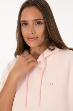Kad_n A__k Pembe _ardonlu Kap__onlu Sweatsh_rt