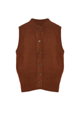 Limited Edition Kahverengi Yumusak Dokulu Triko Yelek TWOAW24HI00403