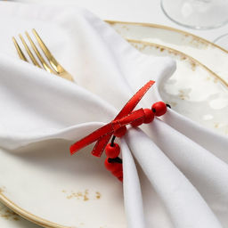 Цена за 2 шт. Набор новогодних колец для салфеток 2 штуки «Бантик», цвет красный, d=5 см, дерево