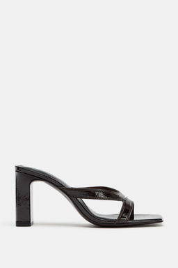 LEATHER HIGH-HEEL SANDALS WITH STRAPS - Zara фото 9