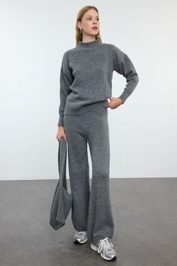 Antrasit Yumusak Dokulu Genis Kal?p Cantal? Triko Alt-Ust Tak?m TWOAW25AU00086