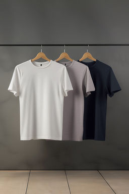 Tas-Ekru-Antrasit Slim/Dar Kesim Bisiklet Yaka Basic %100 Pamuklu 3lu Paket T-Shirt TMNSS19BO0007