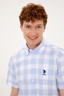 U. S. Polo Assn Мужская синяя рубашка с коротким рукавом - U.s. polo assn фото 2