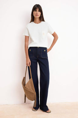 Ekru Regular/Normal Kal?p K?sa Kollu Nak?sl? Tok %100 Pamuk Orme T-Shirt TWOSS26TS00063 - Trendyolmilla фото 2