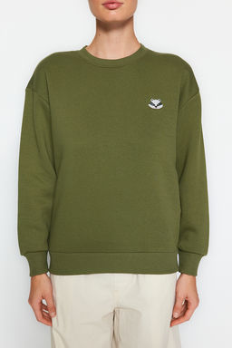 TRENDYOLMILLA Tas Animal Nak?sl? Regular/Normal Kal?p Kal?n Ici Polarl? Orme Sweatshirt TWOAW24SW00196 фото 5