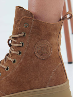 Ботинки 215.warmbr. светло коричневые замша/Байка