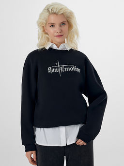 Теплый свитшот женский черный с начесом