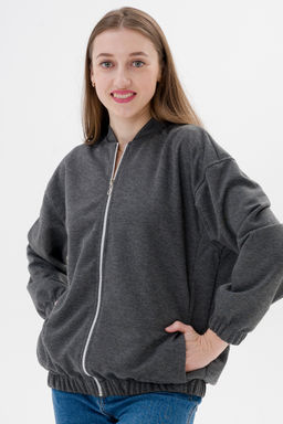 Бомбер из коттон фита антрацит - Амадэль фото 8