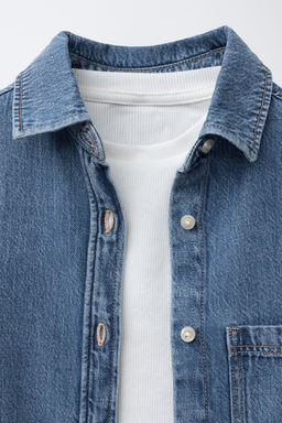 DENIM SHIRT AND RIB T-SHIRT PACK - Zara фото 4
