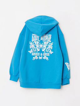 Kap??onlu Bask?l? Uzun Kollu K?z ?ocuk Sweatshirt - Waikiki фото 2
