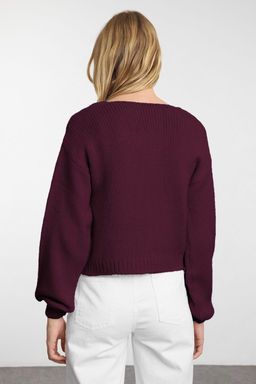 Bordo Gul Detayl? Triko Yumusak Dokulu H?rka TWOAW25HI00242