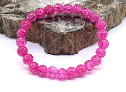 Браслет из сахарного кварца шарик 8мм цвет фуксия, 16см