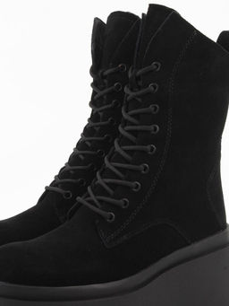 04-PAT225-2Z BLACK Ботинки зимние женские (натуральная замша, 100% шерсть)