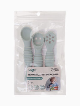 Ложка детская для прикорма, силикон, набор 3 шт., серый M&B