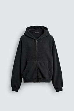 SUDADERA WAFFLE LAVADA CAPUCHA / Antracita oscuro - Zara фото 6