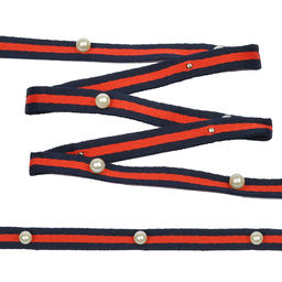 Тесьма-стропа Лампас с бусинами TBY PB3 шир.10мм цв.синий/красный уп.13.71м