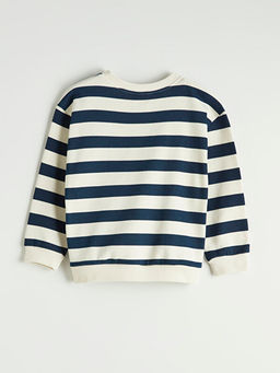 Bisiklet Yaka ?izgili Erkek ?ocuk Kal?n Sweatshirt