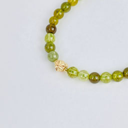 Браслет детский из Граната (Гроссуляр) со вставкой сердце 16 см